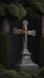 Placeholder: photorealistic hyperdetailed grave marked with a wooden cross