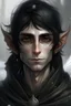 Placeholder: 27 years old elf guy, messy black hair, ice eyes