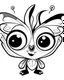 Placeholder: Cute butterflies, big cute eyes, pixar style, simple outline and shapes, coloring page black and white comic book flat vector, white background