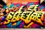 Placeholder: a graffiti mural wall with the word cell street fighter 6 style