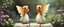 Placeholder: two totally symmetric fluffy angel gremlin slug ant nice cheerleader singing on bridge in garden , full body portrait T-pose strong aura, oil painting and air brush
