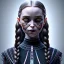 Placeholder: symmetry!! portrait of wednesday Addams in the style of horizon zero dawn, machine face, intricate, elegant, highly detailed, digital painting, artstation, concept art, smooth, sharp focus, illustration, art by artgerm and greg rutkowski and alphonse mucha, 8 k