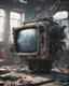 Placeholder: Futuristic gadget tv made with engine parts and wires dysoptia cyberage HAWKEN postapocalyptic dysoptia scene photorealistic uhd 8k VRAY highly detailed HDR