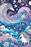 Placeholder: Illustrate a dreamy world with floating clouds, crescent moons, and stars, where whimsical creatures like unicorns and fairies roam. Create an intricate line art that captures the magic of this celestial dreamland. Encourage the use of soft, ethereal colors like pastel pinks, blues, and purples to evoke a serene and dreamy atmosphere. Let your imagination soar as you color this enchanting dreamscape, turning it into a mesmerizing visual experience. for coloring book