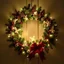 Placeholder: Beautiful Decorated Christmas Wreath with Fairy Lights On It.