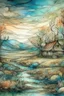 Placeholder: The place where the Dream and its followers live. Watercolor, fine drawing, beautiful landscape, pixel graphics, lots of details, pastel aqua colors, delicate sensuality, realistic, high quality, work of art, hyperdetalization, professional, filigree, hazy haze, hyperrealism, professional, transparent, delicate pastel tones, back lighting, contrast, fantastic, nature+space, Milky Way, fabulous, unreal, translucent, glowing