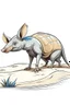 Placeholder: A ilustration of Aardvark , beach, middle ground design, t-shirt design, white background