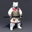 Placeholder: Un ours blanc, anthropomorphique, habillé comme un samurai, portant un katana très detaillé, réaliste, très détaillé, représentation 3d, un maximum de détail