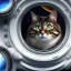 Placeholder: hyper-realistic spaceship interior with a cat looking through porthole at milkyway, suited astronaut float behind cat, 8k resolution, high-quality, fine-detail, detailed matte, intricate, 3D octane render, illustration, digital art, brian froud, howard lyon, anna dittman, greg rutowski,