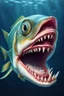 Placeholder: one fish with human teeth