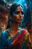 Placeholder: An indian beautiful supermodel in saree, rain, dawn, by Greg Rutkowski and Russ Mills, head and shoulders portrait, 8k resolution concept art portrait by Greg Rutkowski, Artgerm, WLOP, Alphonse Mucha dynamic lighting hyperdetailed intricately detailed Splash art trending on Artstation triadic colors Unreal Engine 5 volumetric lighting