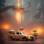 Placeholder: Futuristic sci-fi steampunk art deco fire trucks, highly detailed light golden hour trending on Artstation highly detailed 8k photorealistic ultra detailed hdr by greg rutkowski and thomas kinkade steampunk