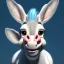 Placeholder: cute donkey with blue eyes,by pixar