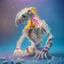 Placeholder: the anatomy of a alien creature made of Lego pieces bricks, soft colors, space, cinematic lights