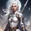 Placeholder: dungeons and dragons; human; female; cleric; moon goddess; healing; moonstones; armor; circuit; rapier; white hair