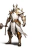 Placeholder: Full Body, Male Dragonborn, monk, Armour as Holy Knight, boxer pose, White outfit colour theme