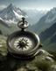 Placeholder: a beautiful, ultra-realistic compass in the mountain