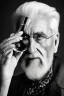 Placeholder: beautiful black and white photo portrait of an old man white hair with a wine glass in hand