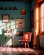 Placeholder: Room scene with simple hair monster, Wes Anderson style, realistic photo, sweet, concept art, smooth, unreal engine 5, god lights, ray tracing, RTX, lumen lighting, ultra detail, volumetric lighting, 3d.