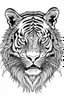 Placeholder: realistic tiger head tattoo idea, line art, background, vector, svg, black outline on white background, leave plenty of white space beetween lines for coloring, tattoo style, tattoo idea,full body, minimalist