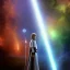 Placeholder: model shoot style, digital art zoomed out portrait of (young Luke Skywalker) ((dressed in jedi tunic)), surrounded by 100 planets, ultra-detailed, ultra quality, illustration, eerie atmosphere, 8k, cinematic lighting