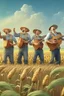 Placeholder: a group of farmers singing in the farming field