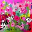 Placeholder: picasso weide met bloemen roze abstract