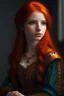 Placeholder: Human, 19yo girl, redhair, medieval, fantasy, jester suit