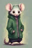 Placeholder: Green opossum wearing cardigan cute art