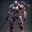 Placeholder: Fhoto full body, reality, Raw, god war, cyborg, with weapon and basecap, text "Addie" on cap, digital art, intricate details, powerful composition, captivating, , trending on artstation, sharp focus, studio photo, intricate details, highly detailed, by addie_digi