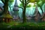 Placeholder: Immersive​ fantasy elven town house city in the deep forest with ancient elder tree blossom river 4k full hd