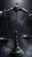 Placeholder: The scale of justice in a big hand , a lot of spidrs,surrealism of the dark of a nightmare ten miles high and six foot deep, hyper photorealistic, hyper detailed dark art color, high resolution, fog, octane render, tilt shift, HDRI Environment, all pictures dark gray