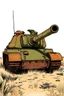 Placeholder: drawn of a rusty tank in a 70's illustration style