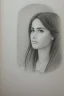 Placeholder: Pencil sketch of Young woman look through the window , Arab features,sad, long wavy hair, full body، on lined paper