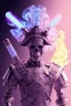 Placeholder: Futuristic Neon crystal skeleton samurai smoke glass fire water