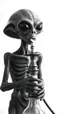 Placeholder: Get An old picture style of black and white mono very bad quality looks very old camera picture of an alien smoking from a hookah or shisha , all white background , year 1900