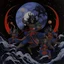 Placeholder: A purplish black shadow moon empire in outer space designed in Japanese Oni masks painted by the Limbourg brothers