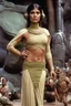 Placeholder: Sorcière Karaba in princess Leia's slave costume of the Return of the Jedi, close to Jabba the Hutt.