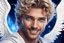 Placeholder: cosmic beautiful angelic man , with blue eyes and sweety smile