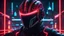 Placeholder: Ares from Tron, sleek daft punk helmet and black armor with red glowing lights, the background is a neon grid simulation virtual digital world visually stunning realm entirely made of programs and data streams with neon-lit cityscapes built from circuits in the style of ready player one, shallow depth of field, vignette, highly detailed, high budget, bokeh, cinemascope, moody, epic, gorgeous, film grain, grainy, backlit, stylish, elegant, breathtaking, visually rich, epic masterpiece, cinematic