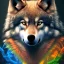 Placeholder: Wolf, red, orange, yellow, green, blue, purple, masterpiece, expert, 8K, hyperrealism, sharp focus, cinematic lighting