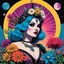 Placeholder: false east, nightmare embrace, pulp sci-fi, retro, dark sci-fi, hippie aesthetic, flower power, trippy colors, tarot, macabre, pin-up girls