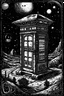 Placeholder: the tardis in space in junji ito style