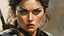 Placeholder: portrait of a Woman Warrior, angry, hand Fist :: Robert McGinnis + Jeremy Mann + Karn Griffiths, clear contours, clear lines, detail, fine rendering, high resolution, 64K, photorealism, precise focus,