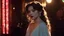 Placeholder: [an alluring 30 years old woman] Princess Eurydice is a living being in flesh, she walks in linen tunic in the vibrant shadows of a Jazz club, she is lost and sad