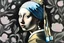 Placeholder: flower cut, girl with pearl earring S<AI in moonlight, shaded pastel and charcoal drawing, bioluminescent, holographic