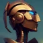 Placeholder: Robot cute profile head portrait, warrior costume, village, meditation, 8k quality