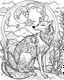 Placeholder: A fox looking up at the moon. coloring page