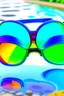 Placeholder: snake head in rainbow colored round swimming goggles