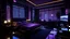 Placeholder: Cyberpunk luxury huge bedroom. Detailed. Rendered in Unity. Black and purple lighting. Holograms. add a sakura tree into the room. Add a japanese katana in the wall and a gaming pc, samurai armor, cyberpunk big city, huge window, night, purple plum curtain, gold accessory, purple led